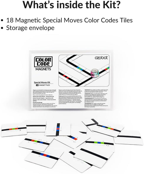 Color Code Magnets Special Moves Kit - Interactive Coding Learning Tool for Kids Ages 3+, 18 Tiles