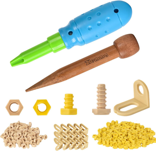 Cardboard Construction Tool Kit, 422 Pieces Educational Toys for At-Home Play and Classroom Learning