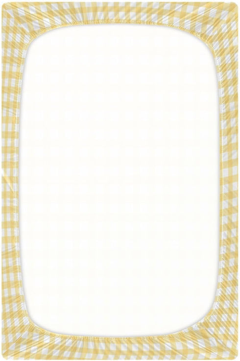 WELLDAY 39 27 Inches Yellow Gingham Crib Sheets for Boys and Girls, Fitted Baby Crib Sheets Soft and Breathable Mini
