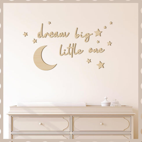 Briwooody 15 Pcs Moon and Stars Nursery Decor Dream Big Little One Wall Decor Boho Neutral Babyroom Wall Art Nursery