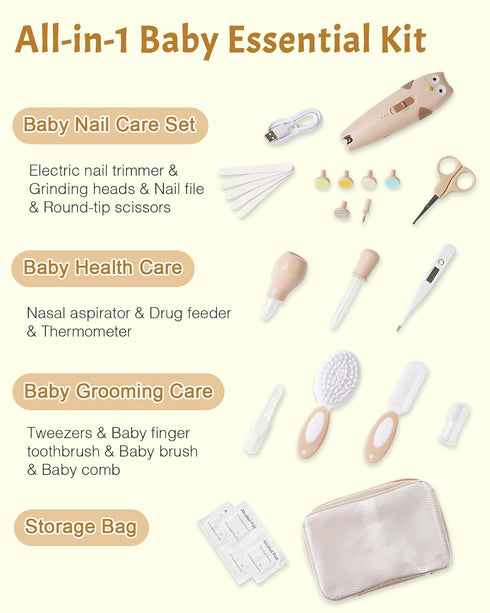 26 1 Trimmer Set,Safe Set Lictin Baby Healthcare and Grooming Kit, in Rechargeable Baby Nail Electric Baby Nail File