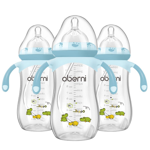 Oberni Baby Bottle 330ml, 11oz Weighted Straw Toddler Milk Feeding Bottle with