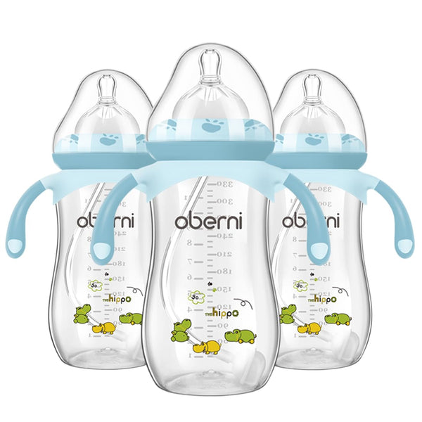 Oberni Baby Bottle 330ml, 11oz Weighted Straw Toddler Milk Feeding Bottle with