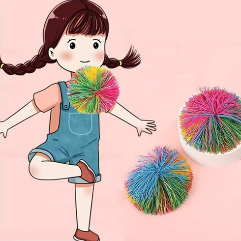 Estimable 16 PCS Sensory Fidget Stringy Balls, Multicolor Soft Rubber Bouncy Stress Balls, Pull Stretch Elastic Ball