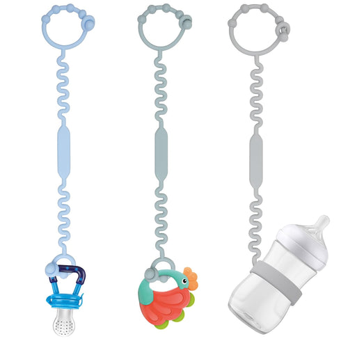Toy Straps, Pacifier Holder Clip, Pure Silicone Material, BPA Free, for Teethers and Baby Cribs