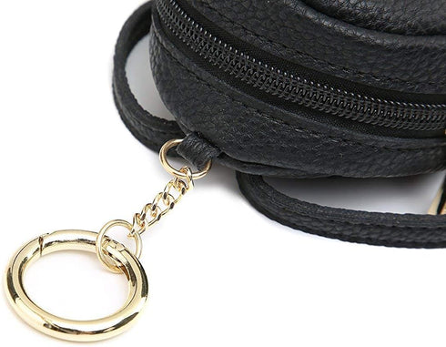 purifyou Premium Leather Pacifier and Nipple Shield Cases - Set of 2 Black & Beige for Diaper Bag & Stroller