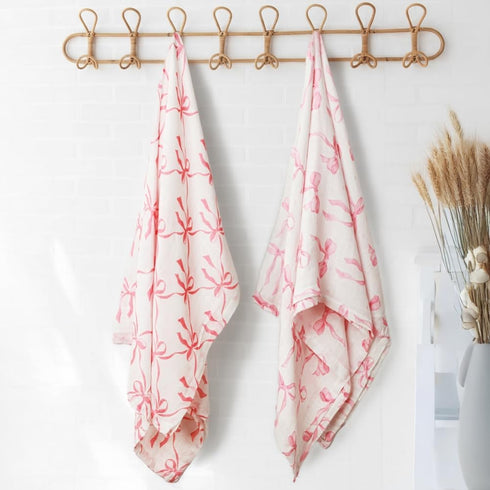 REZIPO 2 Pack 70% 30% 47 47 Inches Pink Bow Muslin Swaddle Blankets Bambo Cotton Breathable Receiving Blankets Newborn