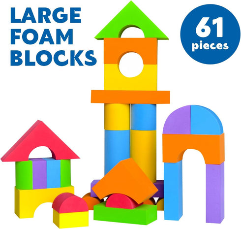 Large Foam Blocks for Toddlers 2-4 Years, Big Building Blocks Set, Soft Stacking Montessori Toys for 18+ Month Olds
