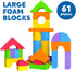 Large Foam Blocks for Toddlers 2-4 Years, Big Building Blocks Set, Soft Stacking Montessori Toys for 18+ Month Olds