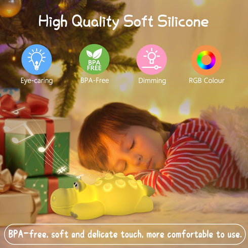 Night Light for Kids, Cute Silicone Nursery Crocodile Lamp with White Noise, NightLight for Baby and Toddler,Squishy