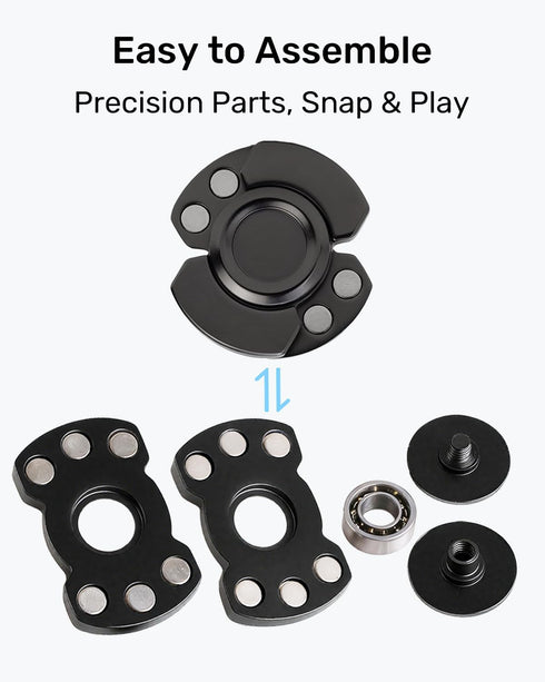 3 1 in Metal Fidget Toys for Adults - Fidget Slider Spinner Clicker Haptic with Smooth Stable Spin, Small Desk Spinner