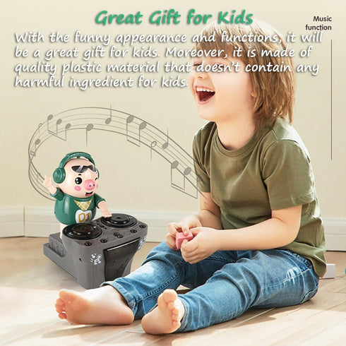 DJ Pig - Funny Musical Toy for Toddlers, Scratch DJing Pig with Dynamic Music and Colorful Lights