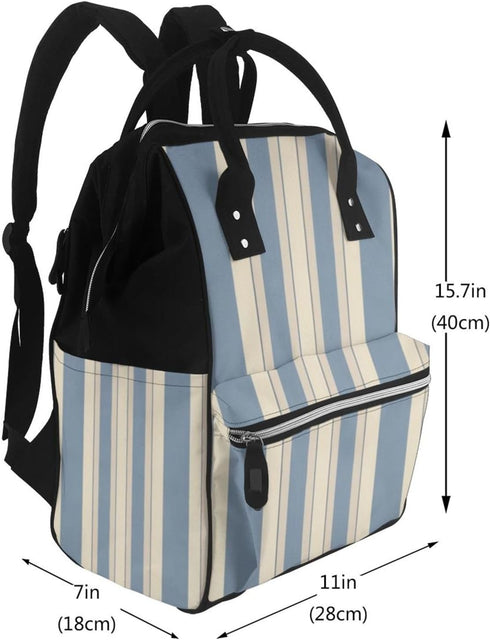 FHEDVBN Backpack Mummy Backpacks Daypack Blue Beige Stripe Diaper Bag for Women Multifunction Waterproof for Mom Dad