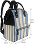 FHEDVBN Backpack Mummy Backpacks Daypack Blue Beige Stripe Diaper Bag for Women Multifunction Waterproof for Mom Dad