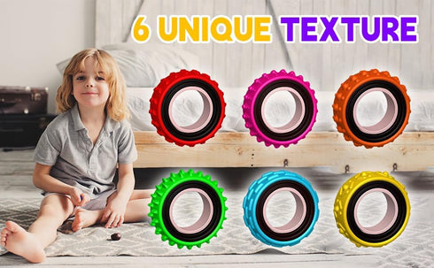 (24PCS) Fidget Toys Sensory Ring for Kids, Finger Spinner Rings Quiet Finger Spinne Fun Fidgets for Student Classroom