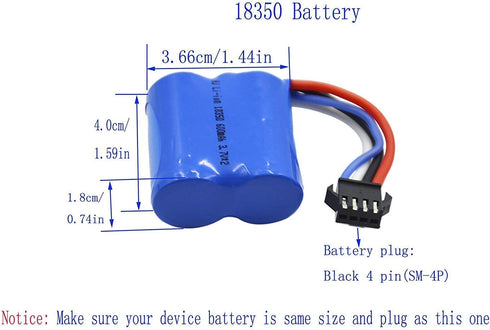 Blomiky 2 Pack 600mAh Li-ion Battery with SM-4P Plug for UDI008 UD08 UDI001 Venom Speed RC Boat