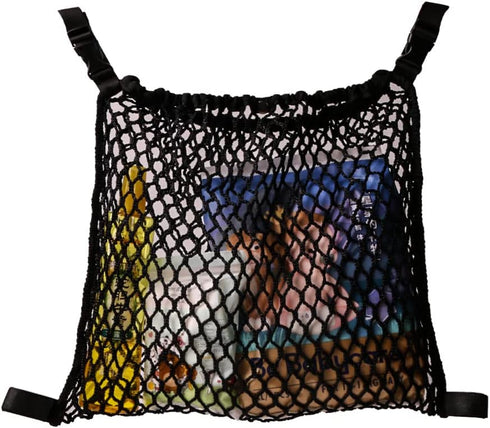 Stroller Caddy Organizer with Extra Large Storage Space, Universal Fit Cargo Net Mesh Hanging Bag for Diapers