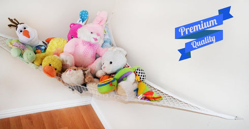 Enovoe Stuffed Animal Toy Hammock, Hanging Storage Net, Toy Organizer for Clean Room, Durable, Easy to Install, White