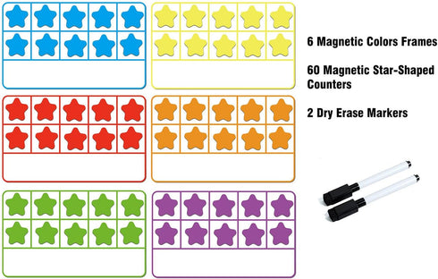 ZazzyKid Magnetic Ten-Frame Set, Math Manipulatives for Classroom Learning Counting Games for Kindergarten Kids