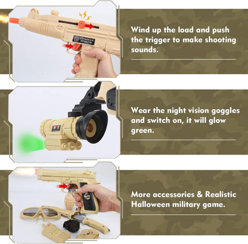 17 PCS Kids Army Costume - Military Soldier Dress Up Role Play Set with Camouflage Vest and Accessories