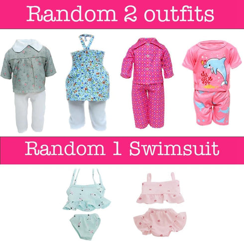 5 Set 18 inch Summer American Doll Clothes and Accessories for Girl Dolls Including Fashion Dress Casual Daily Outfits