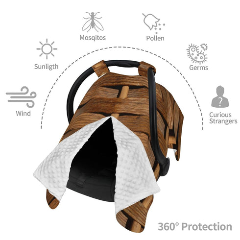 CQMZJHU Rattan Wicker Brown Texture Baby Car Seat, Rain Shelter, Multifunctional Nursing Cover for Newborns, Mother
