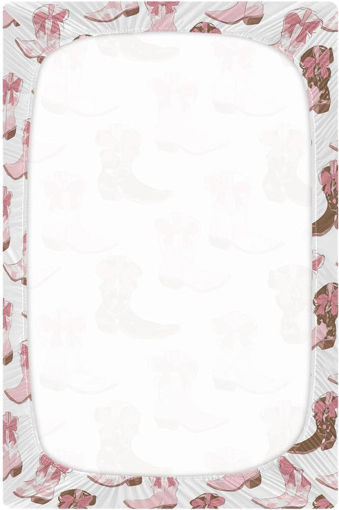 Sheet,52x28IN Pfrewn Crib Sheets for Boys Girls Cowgirl Boot Pink Fitted Crib Sheet Fits Standard Crib Mattress Pads