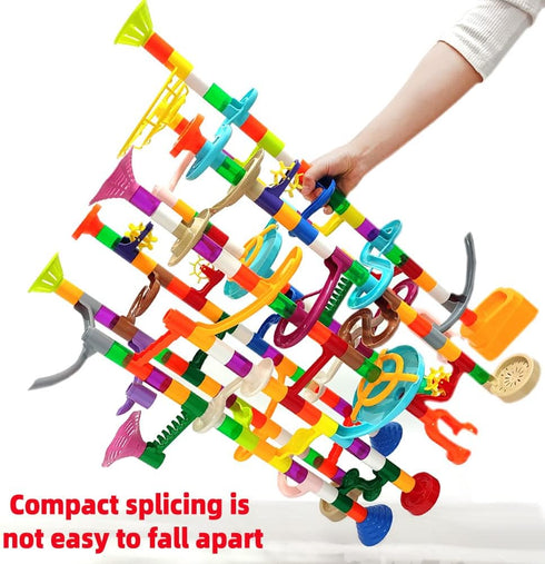 Marble Run Marble Maze Race Track with Glowing Marbles for Kids Ages 3-10, Fun Building Toys