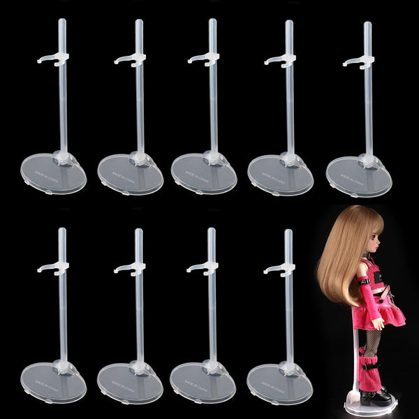 10Pcs Adjustable Doll Stands Display Holders, Transparent Plastic Mini Doll Display Stand for 11 to 13 Inch Dolls