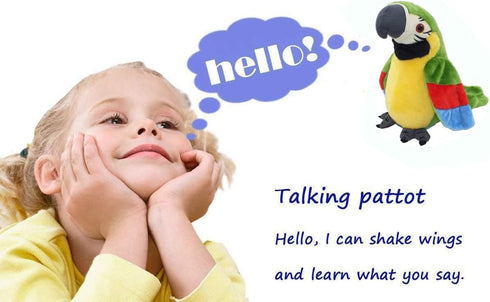 Vincilee Talking Parrot Toy, Repeat What You Say Mimicry Plush Interactive Buddy for Children Gift, 4.3 x 8.7 Inches