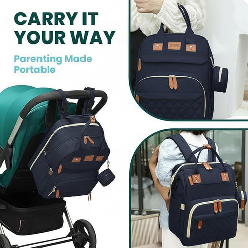 Generic Backpack 15 Diaper Bag with Changing Station, Large Capacity Baby Bag with USB Port, Insulated Pockets