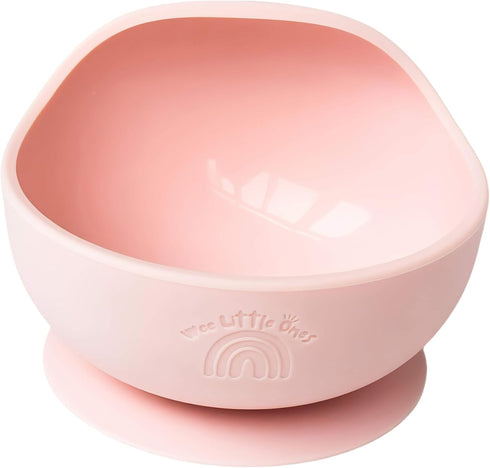 Silicone Rainbow Baby Bibs & Suction Bowl Set - BPA-Free Adjustable Bib with Food Catcher + Premium Utensils (Pink)