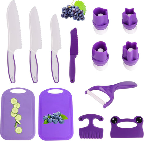 Set 4-10, Set Montessori Kids Knife for Real Cooking Safe Kitchen Tools, Toddler Cooking Toys for Ages Birthday Gift