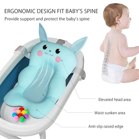 SONARIN 0-12 Baby Bath Pad,Non-Slip Baby Bath Cushion Mat Infant Floating Bathtub Pad Newborn Bath Tub Seat Mat Soft