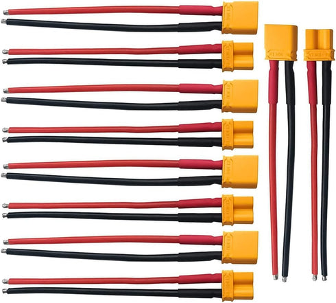 5Pairs XT30 Plug Male Female Connector with 100mm 16AWG Silicone Wire for RC LiPo Battery Drone