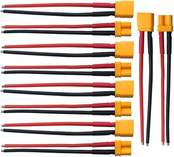 5Pairs XT30 Plug Male Female Connector with 100mm 16AWG Silicone Wire for RC LiPo Battery Drone