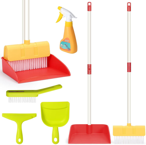 LIMIROLER Kids Cleaning Toy Set Toddlers Broom Dust Pan Set for Housekeeping Pretend