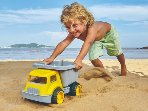 14.4" 18M+ Hape Load & Tote Dump Truck| Outdoor & Indoor Vehicle Beach Sand Toy for Toddlers