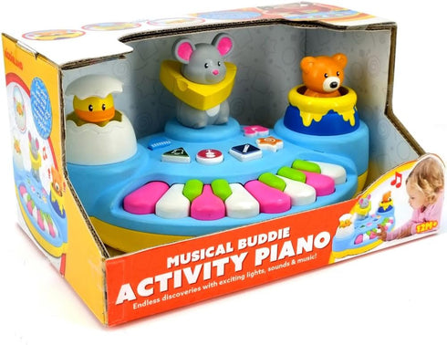 3 1-3 Kiddieland Musical Buddies Toddler Piano with Pop-Up Animals, Interactive Baby Keyboard, Lights & Sounds