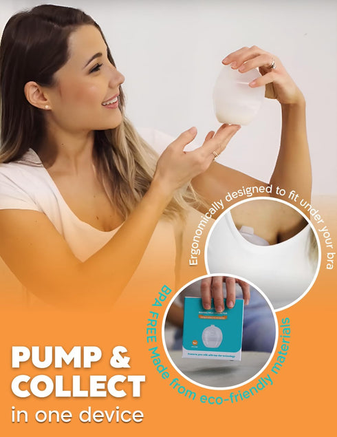 2-in-1 Pack Silicone Breast Milk Collector - Silicone Manual Breast Pump & Milk Collectors for Breastfeeding, Wearable