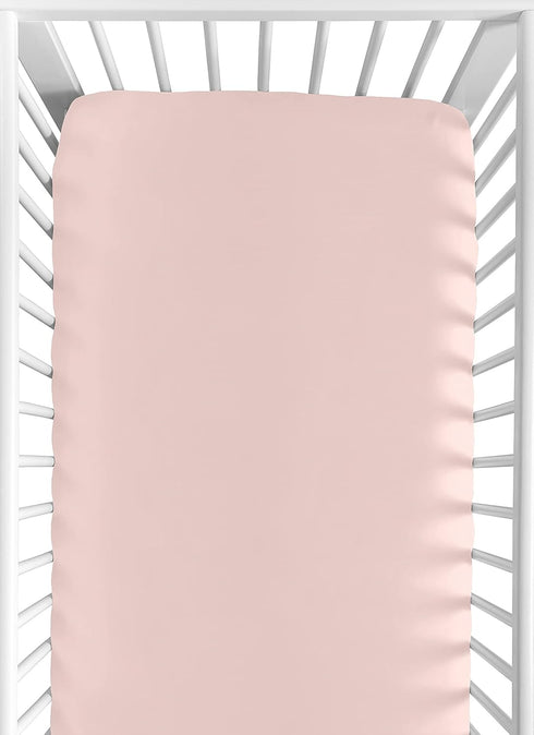 Sweet Jojo Designs Fitted Baby Crib Sheets, Blush Pink, Standard Size for Girls, Infant Nursery, Toddler Room