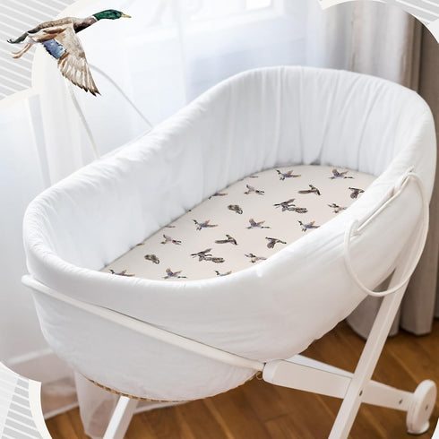4 Pack 32 16 4 Inches Set CroBlissful Mallard Duck Bassinet Sheets x x Hunting Stretchy Neutral Fitted Sheets Mallard