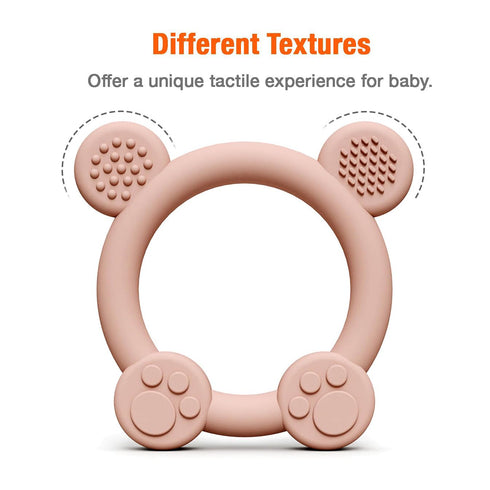 3 Pack 0-12 PandaEar Silicone Teething Toys - Baby Teething Rings, BPA Free Teether for Months, Soothing Sore Gums