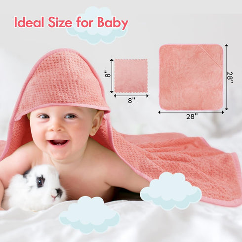 28 28 Inch Orighty Baby Hooded Towel with Five Washcloths, x Super Soft Bath Towel with Hood for Babies, Infant