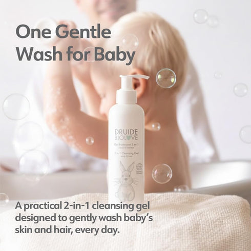 2-in-1 250 ml (8.4 oz Cleansing Baby Body Gel Hair Shampoo Care ,organic Baby Shampoo Clean, Wash, Sulfate-Free
