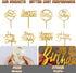 10-Pack Happy Birthday Cake Toppers, Gold Acrylic Cake Supplies, 4inchx6inch