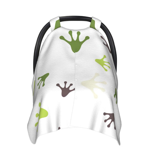 Hcpwzrf Footprints of Colored Frogs Baby Car Seat Cover & Nursing Cover - Breathable Stretch Multi-Use Cover