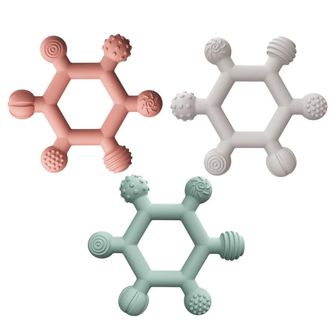 PandaEar 3 Pack Baby Teething Toys - Silicone Baby Teether BPA Free, Soft and Textured Ring Teether for Toddler Infant