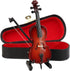 Dselvgvu Wooden Miniature Cello with Stand, Bow, and Case, Mini Musical Instrument Dollhouse Model Home Decoration