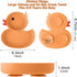 Powerful Suction Plates for Baby and Toddler,Baby Divided Plate,Thanksgiving Plates with Fork and Spoon,Duck Baby Plate Non-Slip,BPA Free,Microwave & Dishwasher Safe (Orange) by Qshare